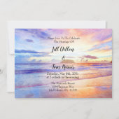 Invitation Watercolor Beach Sunrise Mariage (Devant)