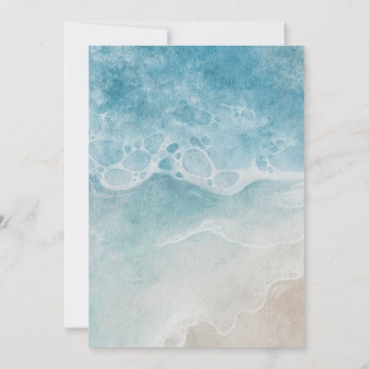 Invitation Watercolor Beach Sur La Plage Mariage (Dos)