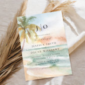Invitation Watercolor Beach Tropical Destination Mariage