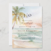 Invitation Watercolor Beach Tropical Destination Mariage (Devant)