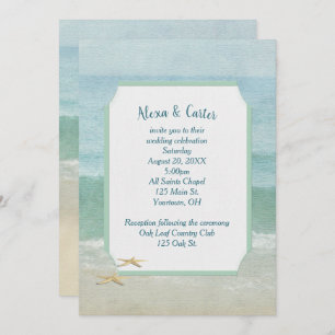 Invitation Watercolor Beach Wedding et Starfish
