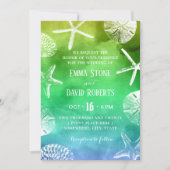 Invitation Watercolor Beach Wedding Starfish Seashell (Devant)