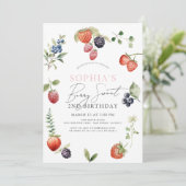 Invitation Watercolor Berries Berry Première fille Anniversai (Debout devant)