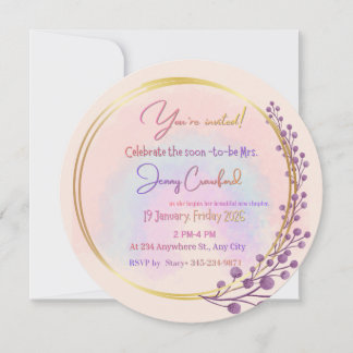 Invitation Watercolor Berries Circular Bridal Shower Invitati