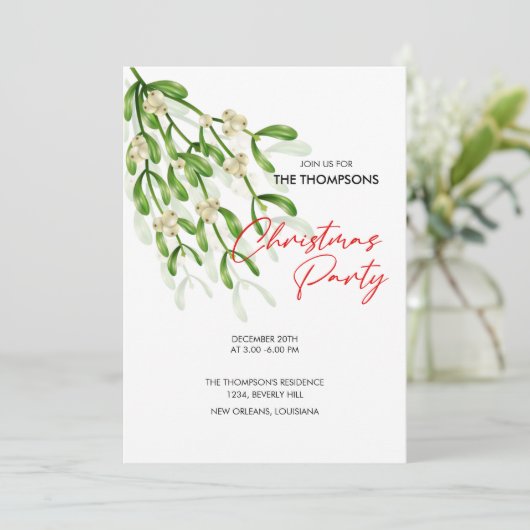 Invitation Watercolor Berry Branches Noël (Debout devant)