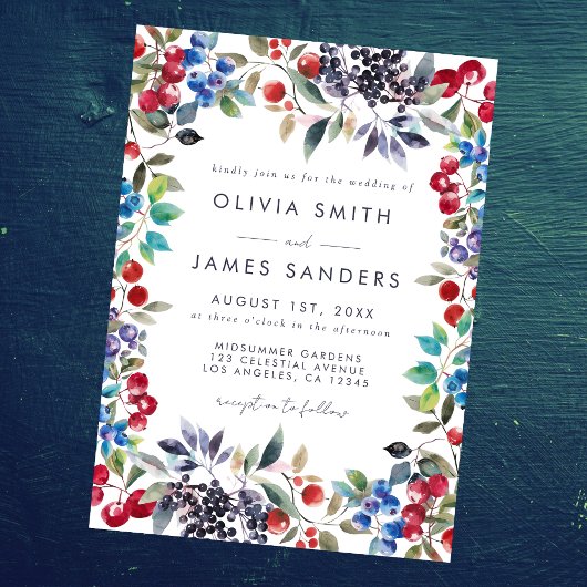 Invitation Watercolor Berry Mariage été