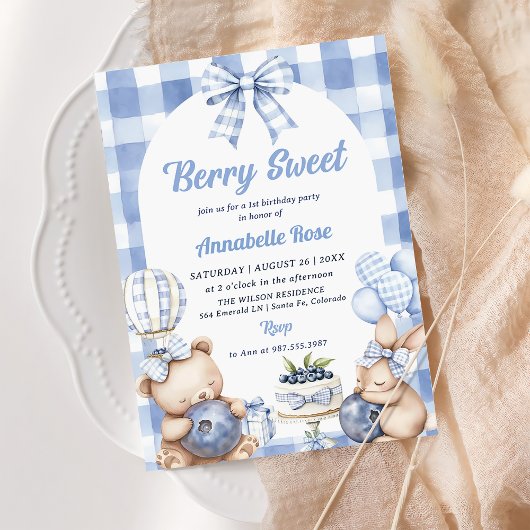 Invitation Watercolor Berry Sweet 1er Anniversaire Photo de f