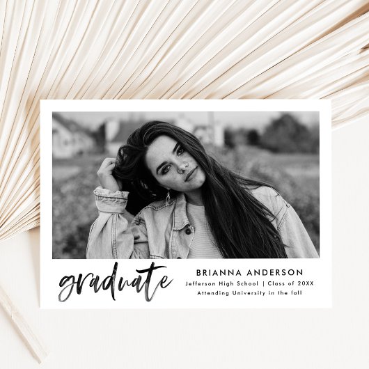 Invitation Watercolor Black Brush Script Graduation Party