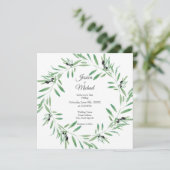 Invitation Watercolor Black Olive Wreath (Debout devant)