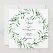 Invitation Watercolor Black Olive Wreath (Devant)
