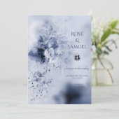 Invitation Watercolor Blue Colorful Misty Flowers Wedding Inv (Debout devant)