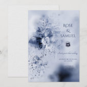 Invitation Watercolor Blue Colorful Misty Flowers Wedding Inv (Devant / Derrière)