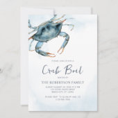 Invitation Watercolor Blue Crab Boy Party (Devant)