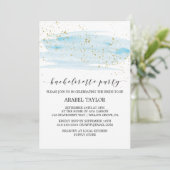 Invitation Watercolor Blue et Gold Bachelorte Party (Debout devant)