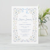 Invitation Watercolor Blue Floral Bridal Brunch Bow Invitatio (Debout devant)