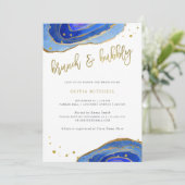 Invitation Watercolor Blue Geode avec Gold Brunch et Bubbly (Debout devant)