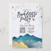 Invitation Watercolor Blue Gold Mounts Bachelorette Party (Devant)