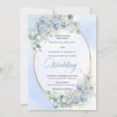 Invitation Watercolor Blue Hydrangea Botanical Wedding Invite (Devant)