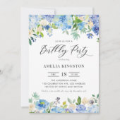 Invitation Watercolor Blue Hydrangea Floral fête d'anniversai (Devant)