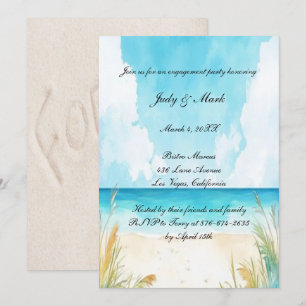 Invitation Watercolor Blue Ocean Beach