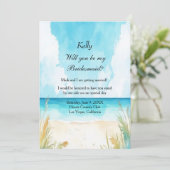 Invitation Watercolor Blue Ocean Beach Mariage Bridesmaid (Debout devant)
