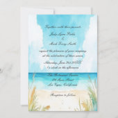 Invitation Watercolor Blue Ocean Beach Wedding (Devant)