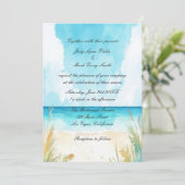 Invitation Watercolor Blue Ocean Beach Wedding (Debout devant)
