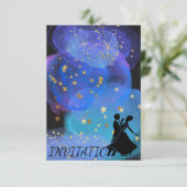 Invitation Watercolor Blue Ocean Night Sky Starry Dance Party (Debout devant)
