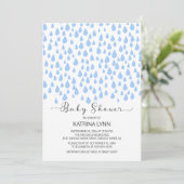 Invitation Watercolor Blue Raindrops Baby shower garçons (Debout devant)