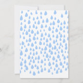 Invitation Watercolor Blue Raindrops Baby shower garçons (Dos)