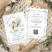 Invitation Watercolor Blue Ribbon Squirrel Baby Shower 