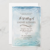 Invitation Watercolor Blue Sea ou Sky (Devant / Derrière)