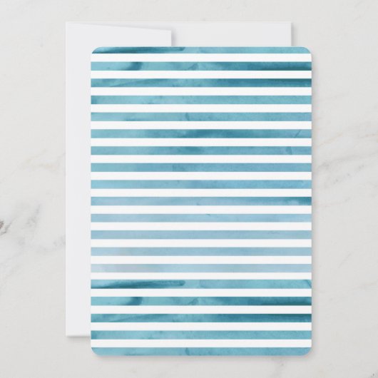 Invitation Watercolor Blue Stripes Baby shower virtuel (Dos)