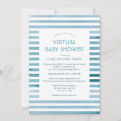 Invitation Watercolor Blue Stripes Baby shower virtuel (Devant)