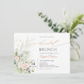Invitation Watercolor Blush Cream Rose Bridal Brunch (Debout devant)