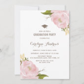 Invitation Watercolor Blush Pink Peonies Graduation Party (Devant)