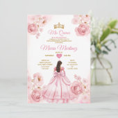 Invitation Watercolor Blush Pink Ribbon Bows Mis Quince (Debout devant)