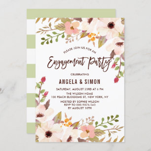 Invitation Watercolor Bohemian Flowers Engagement