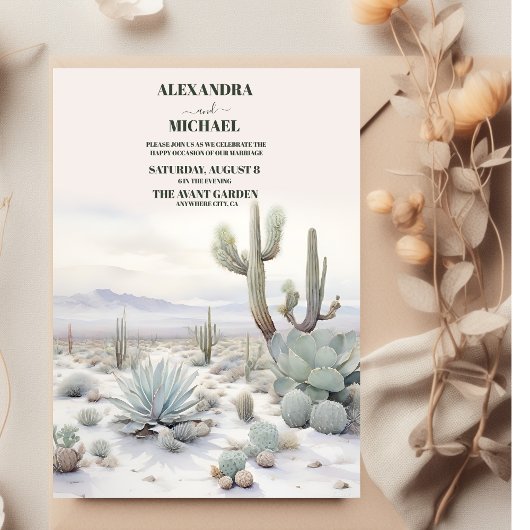 Invitation Watercolor Boho Desert Mountain Mariage