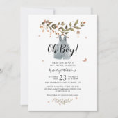 Invitation Watercolor Boho Fall Boy Baby shower (Devant)