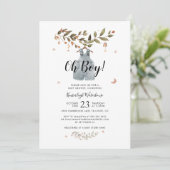 Invitation Watercolor Boho Fall Boy Baby shower (Debout devant)