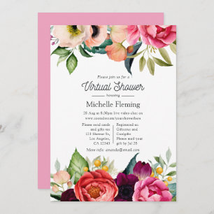 Invitation Watercolor Boho Floral Baby shower virtuel