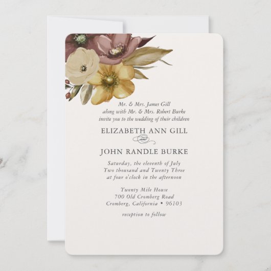 Invitation Watercolor Boho Neutral Wedding (Devant)