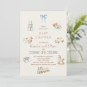 Invitation Watercolor Boho Nursery boy baby shower (Debout devant)