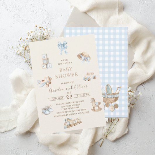 Invitation Watercolor Boho Nursery boy baby shower