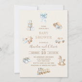 Invitation Watercolor Boho Nursery boy baby shower (Devant)