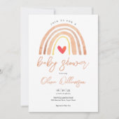 Invitation Watercolor Boho Rainbow Heart Baby shower (Devant)