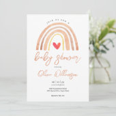 Invitation Watercolor Boho Rainbow Heart Baby shower (Debout devant)