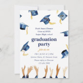 Invitation Watercolor Bonne fête Casquette de graduation (Devant)