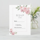 Invitation Watercolor botanic pastel pink floral RSVP (Debout devant)